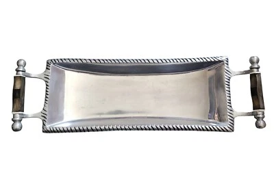 Large Aluminum Bread Condiments Tray Platter With Handles Table Decor  - Image 1 of 4