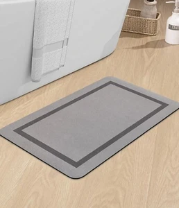 Diatomaceous Earth Bath Mat Quick Dry Absorbent Rubber Rug Backed Stone Mat - Picture 1 of 6