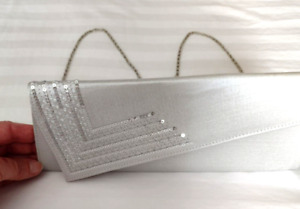Wedding clutch purse Silver with sparkles