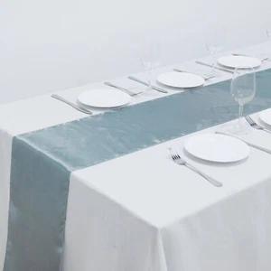 Dusty blue Satin Table Runners, 30cm x 274cm, 12" x 108" - Picture 1 of 1