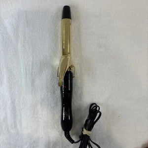 Curling Hair Iron 1 1/4" Dual Heat Solid Gold Quick Heat Black And Gold - Picture 1 of 13