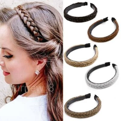 Women Soft Headband Alice Band Plait Hairbands Braided Head Bands Hairpieces UK - Image 1 of 4