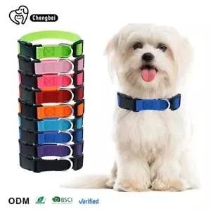 More details for dog puppy collar soft adjustable nylon pet collars 9 colours 3 size uk stock