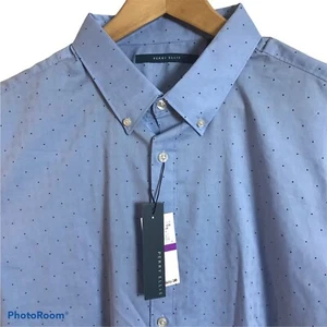 Perry Ellis Shirt Mens Size XXL Short Sleeve Blue All Over Dot Pattern $69 NEW - Picture 1 of 5
