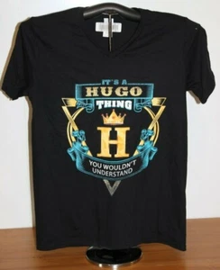 It's a HUGO THING - Maglietta media, nera, scollo a V - Foto 1 di 6