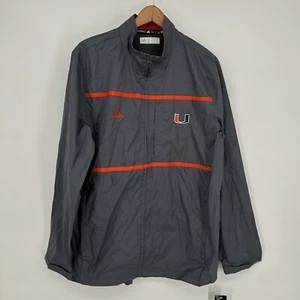 Miami Hurricanes Jacket Mens Large Gray Full Zip Track Adidas UM Athletic NCAA - Picture 1 of 7