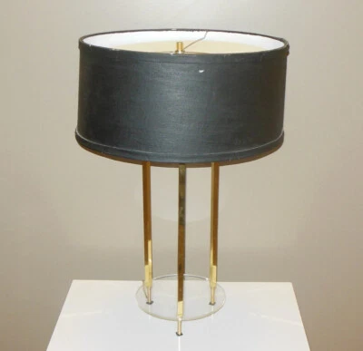 Mid Century Modern Brass Lucite Lamp  Lightolier attrib Springer - Image 1 of 4