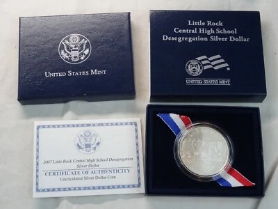 2007-P Little Rock Desegregation Silver Dollar Unc US Mint $1 Commemorative OGP - Image 1 of 4