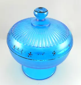 FENTON blue glass stretch covered Bon Bon dish CIRCA 1920s - Picture 1 of 7