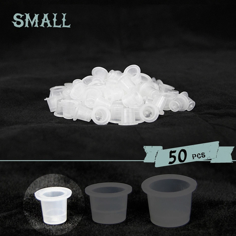 TATTOOCHEST 50x Tattoo Farbkappen aus Kunststoff Ink Cups in S (Small) Größe Transparent