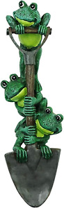 Frosch Garten Statue Rasenornament Dekor, 3 niedliche Frösche Figuren auf einer Schaufel, fair