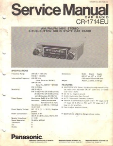 Service Manual Panasonic CR 1714EU AMFM MPX Stereo Pushbutton Solid State Radio - Picture 1 of 1