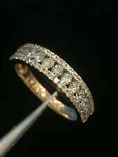 Pave 0,71 Cts Runde Brilliant Cut Diamanten Bezel Set Band Ring In 585 14K Gold 