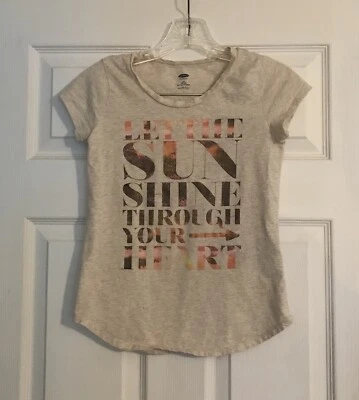 Girl’s Old Navy Shirt Size L 10/12 Let The Sun Shine Through Your Heart - Image 1 of 4