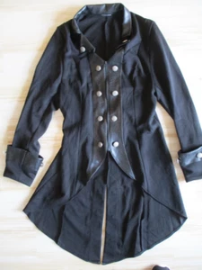 Damen Gothic Jacke Gr. M Frack Kurzmantel mit Lederoptik / Vintage Gehrock - Bild 1 von 3