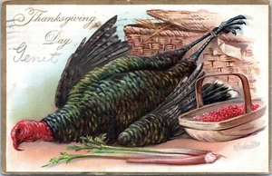 Raphael Tuck Thanksgiving Day Post Cards Series 123 RJ Wealthy Turkey 1908 JF - Picture 1 of 2