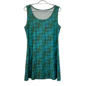 Nuu Muu Womens Ruu-Muu Activewear A Line Dress Pockets Size Large Blue Green Geo - Picture 1 of 10