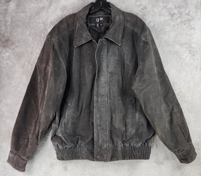 Chaqueta G-III Para Hombres Grande Cuero Marrón Bombardero Cremallera Dobladillo Elástico Prendas Exteriores Informales Foto 1 de 4