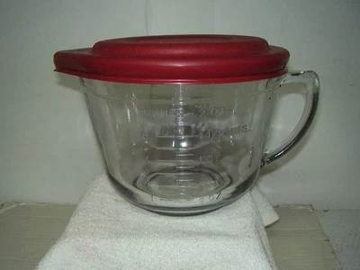 Anchor Hocking Glass Measuring Batter Bowl 2 Quart 8 Cup w/ Lid FREE SHIPPING - Image 1 of 4