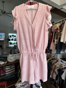 Size 10 Bella Dahl Kids Pink Romper Little Girl Shorts Flutter Sleeves - Picture 1 of 6