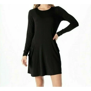 Betabrand Minikleid M schwarz Sweatshirt Reise Seidenmischung - Bild 1 von 12