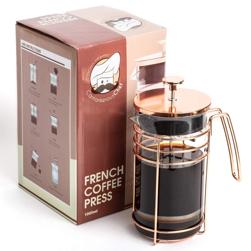 Prensa y tetera francesa - Prensa para cafetera 1000 ml - Prensa de café premium... Foto 1 de 4