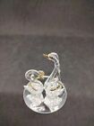 Christmas Ornament Spun Glass Swan Figurines Mirror 24-Karat Gold Plated 2.5"