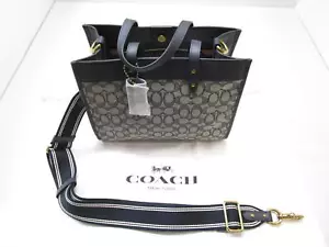 Coach Signature Jacquard Field Tote 30 B4/Navy Midnight Navy One Size - Picture 1 of 10