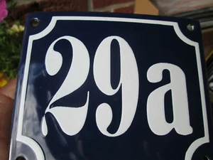 Número de casa esmaltado nº 29a número blanco sobre fondo azul 12 cm x 10 cm  - Imagen 1 de 12
