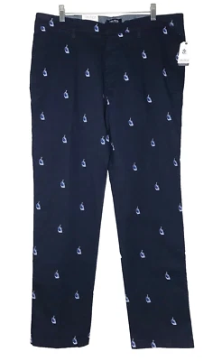 Pantalones Nautica Para Hombre Talla 36x32 Azul Marino Velero Estampado Elastizado Preppy Foto 1 de 4