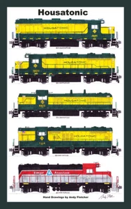 Póster enmarañado de locomotoras Housatonic 12""x18"" de Andy Fletcher firmado - Imagen 1 de 1