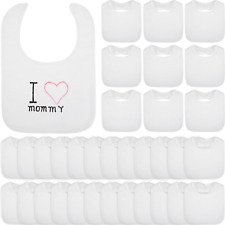 White Bibs Baby 50 PCs Washable Reusable Waterproof Feeder Cotton Double Sided