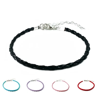 Bracciale intrecciato corda in pelle Nero Colorato braccialetto cuoio Uomo Donna - Immagine 1 di 2