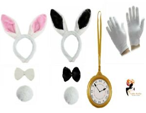 WHITE RABBIT COSTUME Kids Adult Hare Fancy Dress Wonderland Book Week Outfit Lot