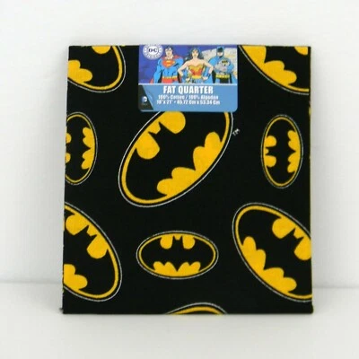 Fat Quarter Batman Logo DC Comics Cotton Fabric 18" x 21" - Image 1 of 2