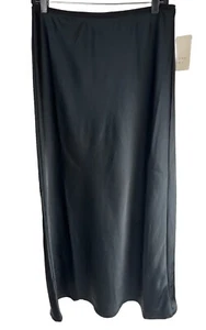 A New Day Women's Maxi Satin Silky Slip Skirt Black 1X NEW - Picture 1 of 4