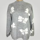 Vintage Jc & Louis Gray Sweater With Intarsia Bows Size Xl
