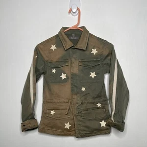 DL1961 Camouflage Jacket Girls Size Medium 10 Distressed Stars Green Zip Up - Picture 1 of 6