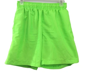 George Mens Swim Trunks Small (28-30) Green Neon Pockets Mesh Liner Drawstring - Picture 1 of 7