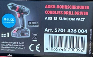 Würth Akku-Bohrschrauber ABS 18 SUBCOMPACT M-CUBE 5701426004 +2 Akku - Bild 1 von 8