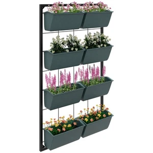 Blumenständer, Pflanzenständer mit 8 Töpfen, Pflanzenregal für Garten Dunkelgrün - Bild 1 von 10