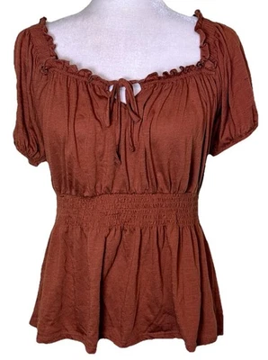 Top No Boundaries Para Mujer Boho Campesino Cintura Calada Volantes Corbata Frontal Festival L Foto 1 de 4