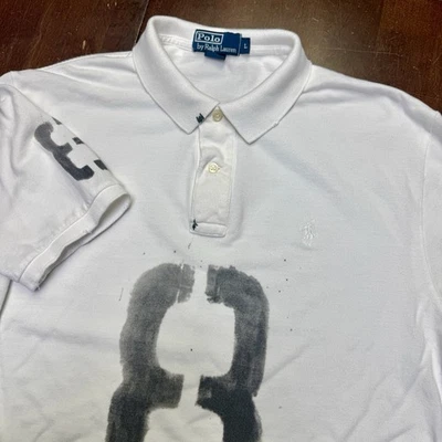 Vintage Polo Ralph Lauren White Polo 8 on Front and Sleeve Size Large - Image 1 of 4