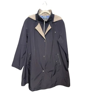 Gallery NY Coat Women's Hooded Rain Jacket Ink Black, Size 1X - Picture 1 of 3