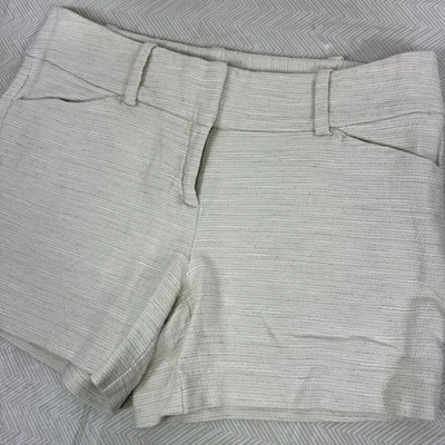 Ann Taylor Womens 4 White Linen Blend Shorts Signature Modern Fit Career City - Image 1 of 4