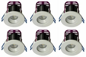 6 x Robus 'Ramada' Dimmable LED Downlights 3000K - 7W (White / Brushed Chrome) - Picture 1 of 3