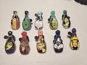 Lot Of 10 Disney 2008 Hidden Mickey Bowling Villains Pins - Picture 1 of 5