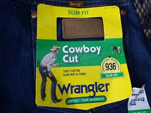 Men's Wrangler® Cowboy Cut® Slim Fit Dark Blue Jeans 936 PWD--40 X 32 NWT - Picture 1 of 7