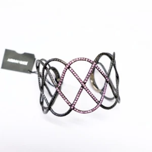 JOHN HARDY Classic Chain Silver Lava Wide Braided Cuff Bracelet w/ Pink Sapphire - Picture 1 of 7