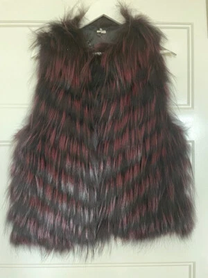 Nuevo Chaleco Halston Heritage Finland Piel de Zorro Plateado Borde Gamuza Talla M Foto 1 de 4